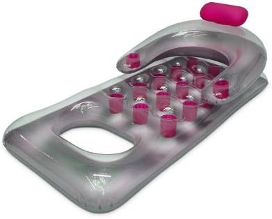 66" Inflatable Pink and Silver French Pocket Swimming Pool Lounger