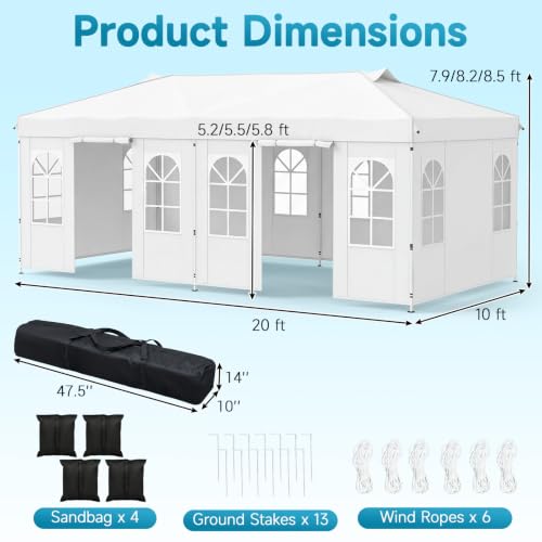 Image of Tangkula 10x20 Ft Pop Up Canopy with Center Lock