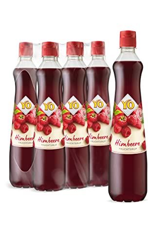 YO Sirup Himbeere (6 x 700 ml) – 1x Flasche ergibt bis zu 6 Liter Fertiggetränk – ohne Süßungsmittel, Farb- & Konservierungsstoffe, vegan, 6er Tray, Neu