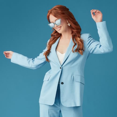 DIFF Disney Princess Cinderella Designer Cat Eye Sunglasses for Women UV400 Polarized, Blue Crystal Glitter + Blue Dust Gradient2