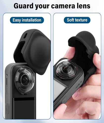Image of 4 Pcs Insta 360 X5 Essential Bundle, Insta 360 X5 Case, Lens Guard and Silicone Cover, Compatible with Insta 360 X5 Camera for Adventure Travel and Vlogging