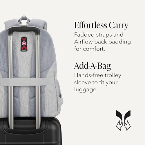 Image of SWISSGEAR Cecil 18-Inch Laptop Backpack Fits 16-Inch Laptop, Travel Daypack with Organizer Pockets, Water Bottle Holders & Padded Straps - Light Grey