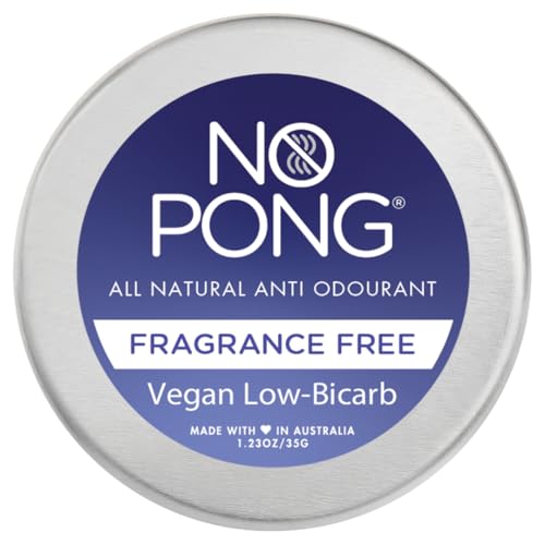 No Pong Vegan All-Natural Deodorant Fragrance-Free, Sensitive. Paraben, Aluminum, Plastic-Free. Made in Australia. 35g.