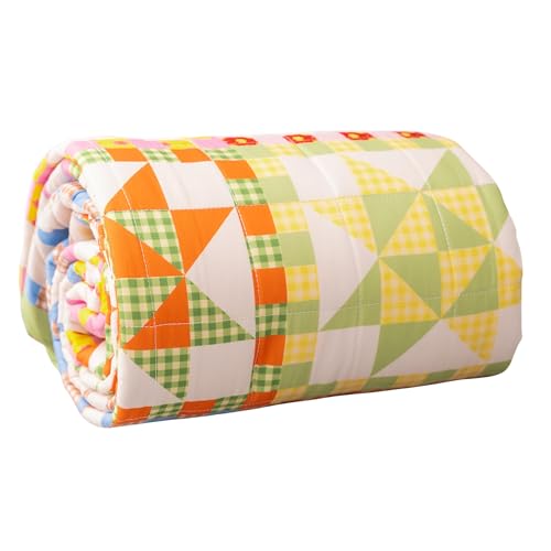 Image of ban.do Retro 50 inch x 60 inch Quilted Blanket for Couch /Bed /Picnic, Vintage Inspired Throw, Patchwork