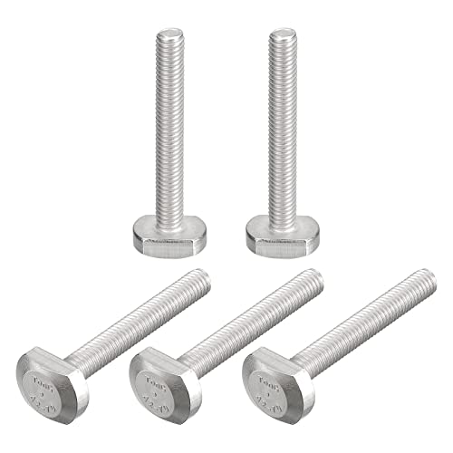 uxcell T-Slot Bolts, 5pcs M6x45mm T Slot Drop-in Stud Sliding Bolts 304 Stainless Steel T Shape Screws for T Track
