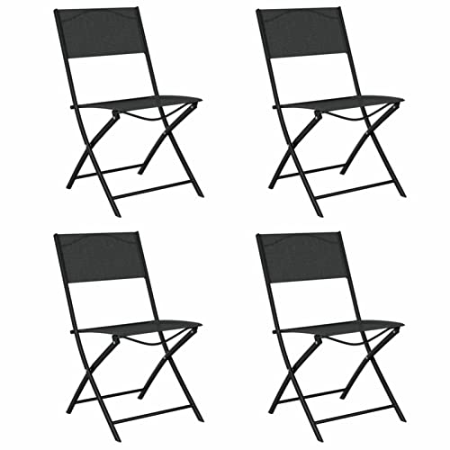 Homgoday Sillas de jardín Plegables 4 Unidades Acero y textilene Negro sillones de Jardin sillas Jardin Exterior sillas terraza Exterior sillas Modernas Jardin