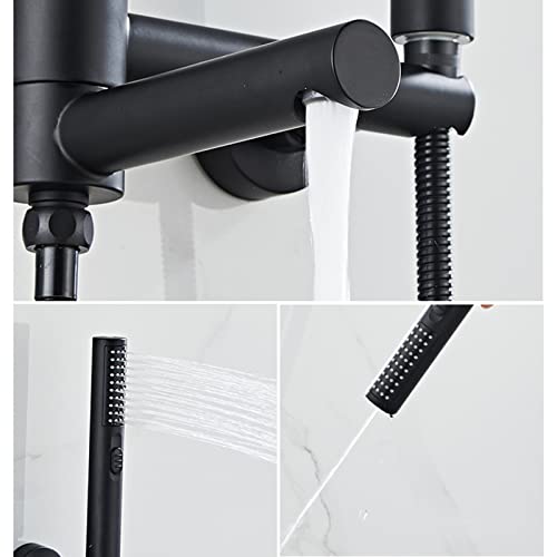 Mitigeur de douche mural noir avec douchette et flexible de bain - 6