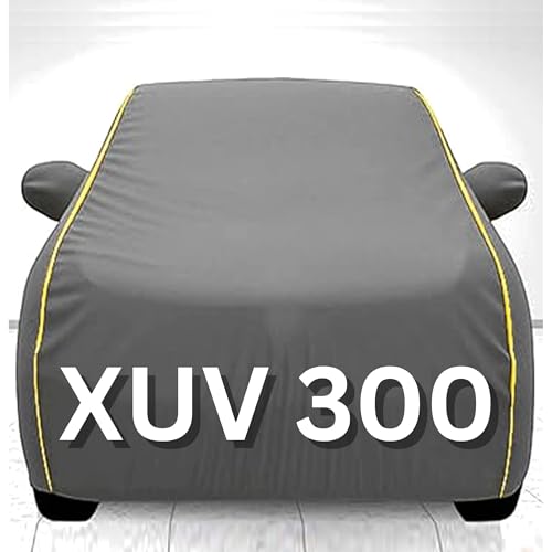 Image of 100% Waterproof Car Cover for XUV 300 UV Protection, Dustproof, Windproof | Custom Fit with Mirror Pockets, Belt & Buckle | All Weather Outdoor Body Cover(Grey)