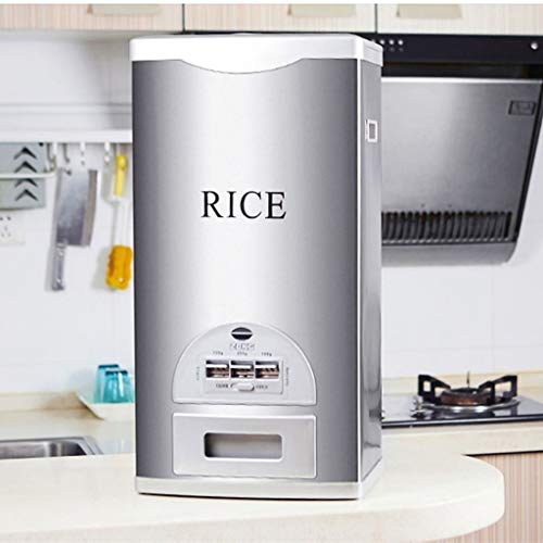 Tyoo Stainless Steel Rice Container Food Dispenser Organization Storage Automatic Rice Dispenser (Color : A, Size : 25Kg/55.0Lb) #TOP2
