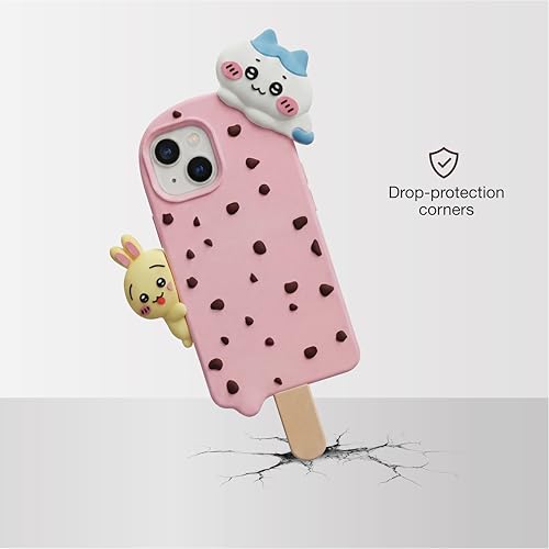 Image of amazon basics Back Cover Case for iPhone 15 Scratch Resistant Anti-Slip TPU Shockproof 3D Protective Durable Adorable Cartoon Ice Cream Design Case for Girls & Women(Pink)