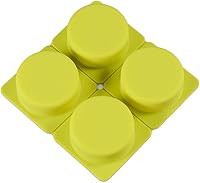 Vista 4 de QELEG 2 Pcs 4 Cell Sponge Round Soap Molds Silicone Mold Cake Bar DIY Handmade Bakeware Mold Baking Tray (Round)