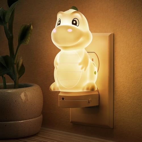 L LOHAS LED Plug in Night Light for Kids 3D Cute Dinosaur Night Lights with Dusk to Dawn Sensor RGB+Soft White 3000K Dinosaur Night Light Christmas Birthday Gift Nightlight for Kids Room Decor