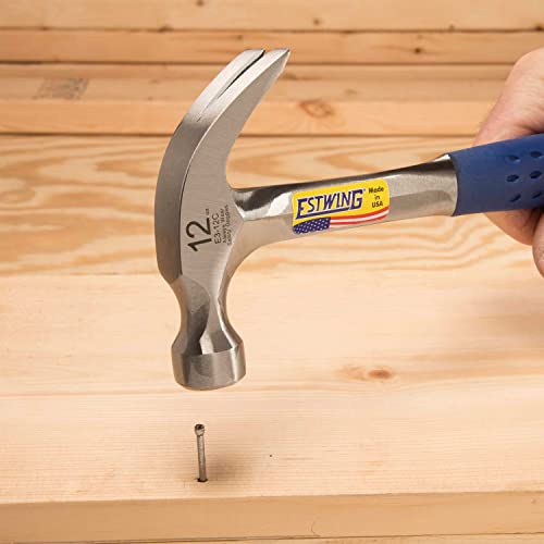 Image of ESTWING Hammer - 12 oz USA Made Curved Claw Hammer with Smooth Face & Shock Reduction Grip - E3-12C