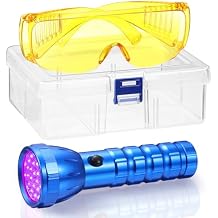 Tellegloww AC Leak Detector Kit AC UV Oil Dye Leak Detection Includes LED Flashlight and UV Protective Glasses with Box for Car Refrigerant Detector Tool28 LED