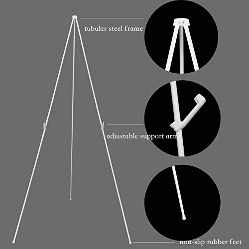 White Easel Stand For Wedding Sign, 63'' Folding Easel For Display, Collapsible Easel For Poster Board Display, Tripod Floor Stand For Sign, Whiteboard, Painting Art Easel For Signs Adjustable #TOP2