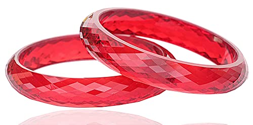 Image of NMII Acrylic (Plastic) With Diamond Cut Pattern Glossy Finished Kada Set For Women & Girls | Stylish Kada For Women | Wedding, Party & Gift - Set Of 2