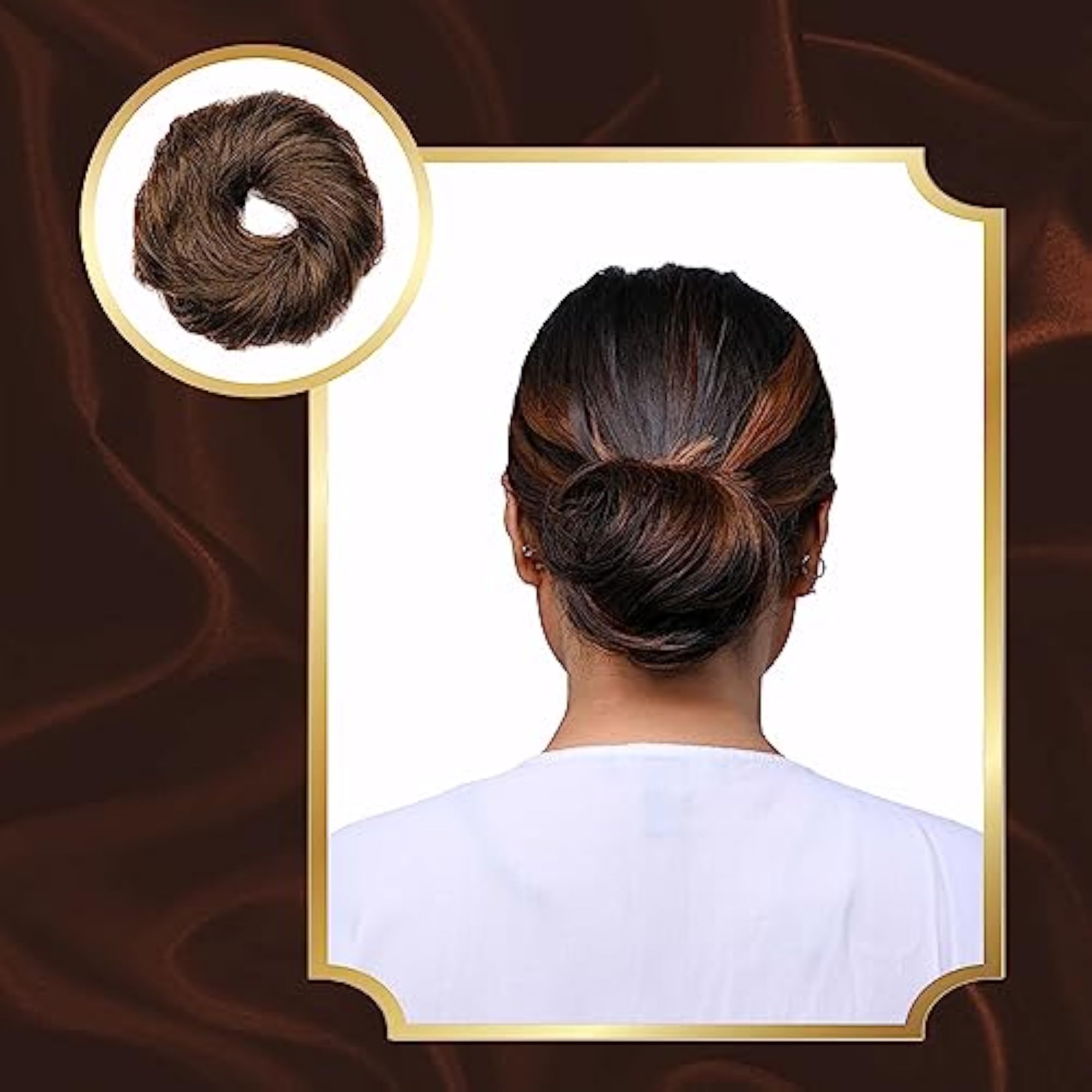 Messy Bun Scrunchie Human Extensions, Light Brown, Set of 1