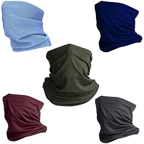 Snood Face Mask UK MADE Snoods for Men, Women - x5 Windproof Scarf Mask Face Covering Polyester (Slate Grey, Navy Blue, Dusty Blue, Khaki, Burgundy) Cover