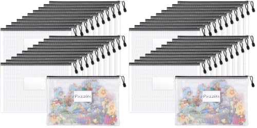 Image of Sooez 40 Pack Mesh Zipper Pouch Bags, A4 Letter Size, Classroom Zipper Bags