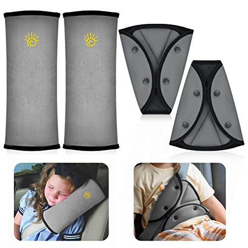 Dacitiery 4 Stück Gurtpolster Kinder, 2 Abnehmbar Autositz Gürtel Pillow 2 Gürtelkissen Schutzkissen Abnehmbar Kinder Auto Gurtpolster Gurtschutz für mehr Komfort auf der Reise Cover
