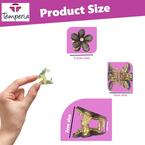 Image of TEMPERIA (10 pcs) Hair Clips for Girls Women & Kids - Clutcher Clutches Claw Clip Accessories - Small, Stylish and Fashionable (Multicolour) (DN01)