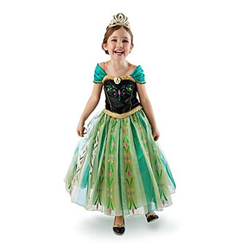 MFFACAI Déguisement de Princesse Anna Green pour Fille,7~8Years