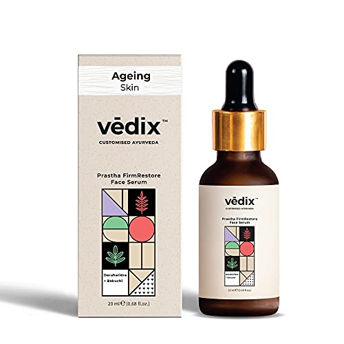 Image of Vedix Face Serum, Customised Ayurvedic Prastha FirmRestore Face Serum, Anti Aging Serum With Bakuchi + Daruharidra + Sariva for Ageing Skin - 20 ml