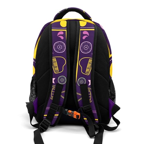 Custom Purple Cartoon Music Backpack Custom Name Large Capacity Shoulder Bags for Sports Party2