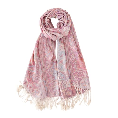 Nonakgado Pashmina Scarfs for Women-Ethnic Paisley Pashmina Shawls and Wraps Hijab Travel Scarf(Sy1-Khika)