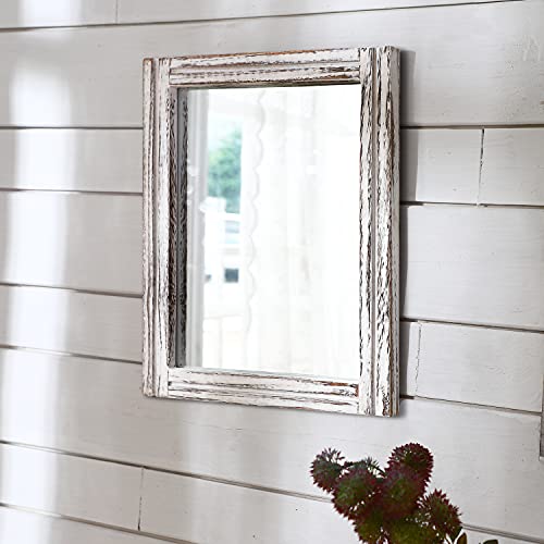 AAZZKANG Rustic Mirror Wood Framed Wall Mirror 20"x16" Rectangle Decorative Bedroom Bathroom Farmhouse Mirror White - Image 6