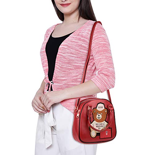 Image of SHAMRIZ Women's Fashionable Sling Bag - Lightweight, Durable, and Stylish Shoulder Bag for Everyday Use - Perfect for Travel, Shopping, and Casual Outings, Fits All Essentials.(Red)