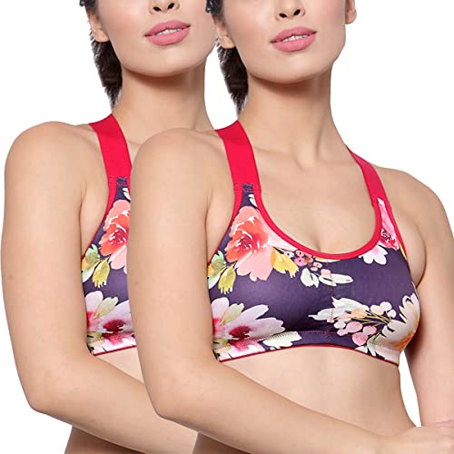 Image of Inner Sense Sports Bra for Women Made with Organic Cotton and Bamboo I Adjustable Padded Bra for Women with Cross Back Strap I Wire Free Medium Impact Innerwear