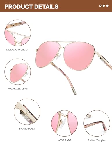 Image of BIRCEN Polarized Aviator Sunglasses Womens: Acetate Glasses UV Protection