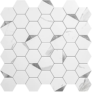 Art3d 10-Sheet Peel and Stick Backsplash for Kitchen Décor, Self-Adhesive Tile Hexagon Mosaic Tiles