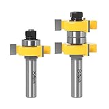Tongue and Groove Router Bit Set 1/2 Shank, SellyOak Tongue Groove Router Bit, 3 Teeth Adjustable T...