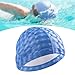kowaku Swim Cap with PU Coat for Adults Men Women,Waterproof,Non Slip,Keep Hair Dry Easy to Put on and Off Swimming Cap Bathing Hat, Blue