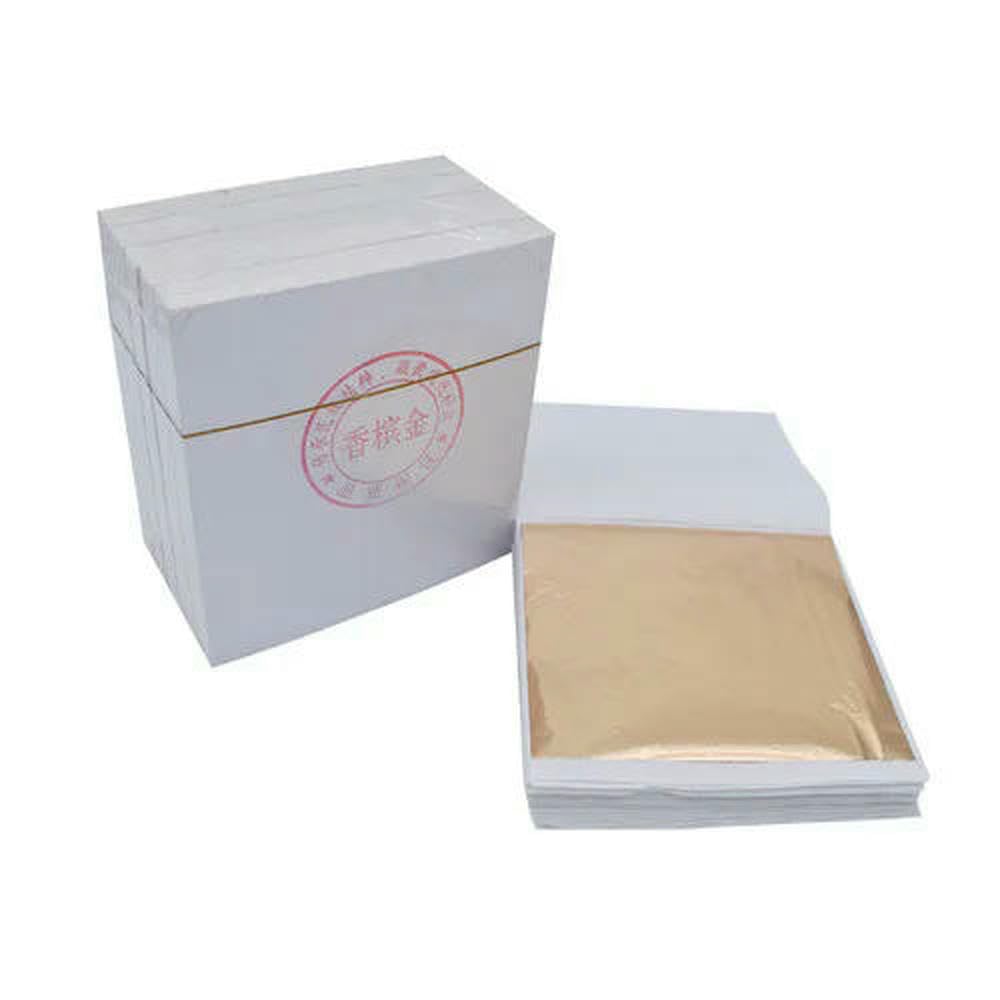 Gold Leaf Sheets, Multicolor Gold Leaf Foil Transfer Sheets 100 Pack For Crafts Gilding Decoration(Champagne Gold)