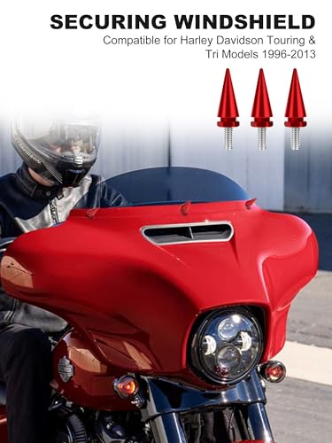 Image of Fairing Bolts Red, Motorcycle Windshield Screws | Compatible for Harley Davidson Electra Glide, Street Glide, Ultra Classic, Ultra Limited, Tri Glide 1996-2013