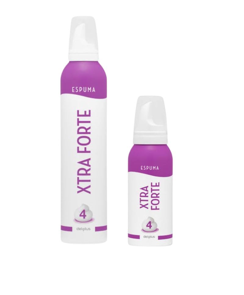Dliplus Espuma Cabello Xtra Forte Fijación 4, Lote Viaje 100 ml + 300 ml, 2 Unidades