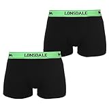 Lonsdale Herren 2 Paar Hipsters Trunk Boxer Shorts Unterhose Unterwaesche Schwarz Large