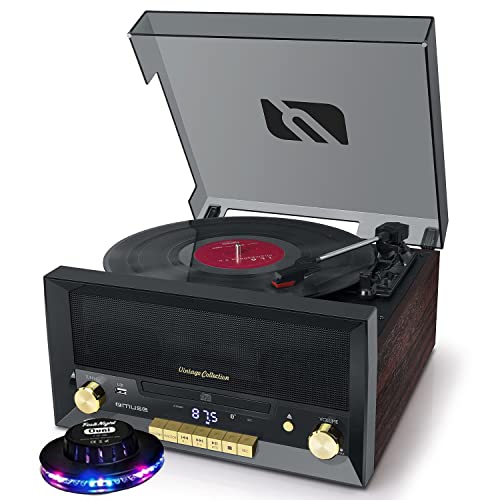 Système Chaîne HiFi – Muse MT-112W – CD 20W Vintage avec Platine Vinyle – CD/FM/USB/AUX – 33/45/78 Tours – Lumière OVNI - Les Beatles, Paul McCartney, John Lennon, RIngo Starr, George Harrison Système Chaîne HiFi - Muse MT-112W - CD 20W Vintage avec Platine Vinyle - CD/FM/USB/AUX - 33/45/78 Tours - Lumière OVNI