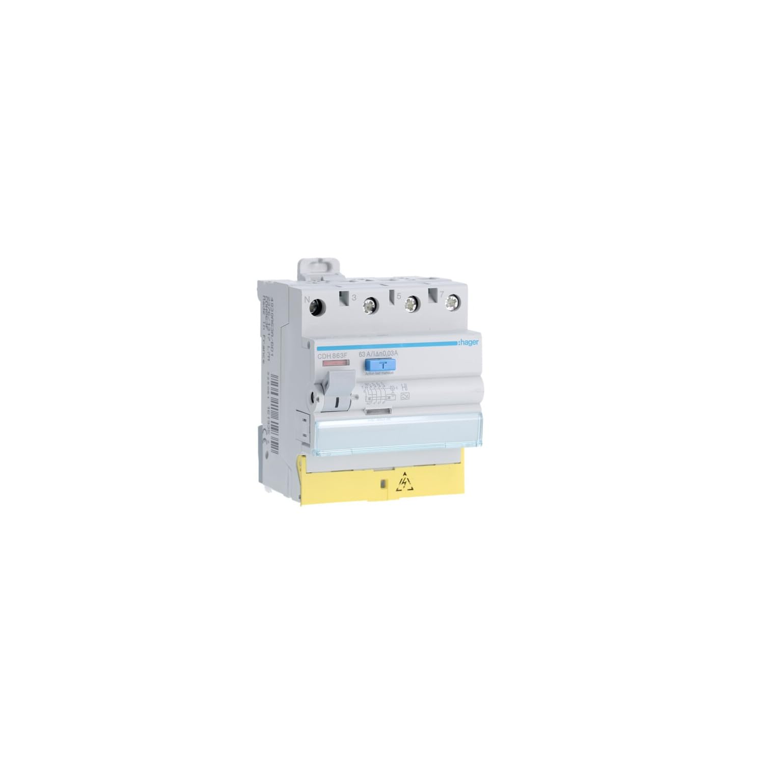 interrupteur différentiel hager - 63a - 30 ma - 3 pôles + neutre - type hpi - vis / vis