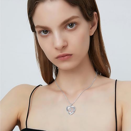 SOULMEET Personalized 10k 14k 18k White Gold 1 ct Moissanite/Diamond Locket That Holds Picture Diamond Photo Heart Locket Necklace Gift for Beloved Ones with Gold Chain3