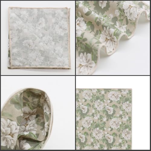 Image of Floral Pocket Squares for Men with Holder Printed Flower Mens Handkerchief Cotton Suit Pocket Hanky for Wedding