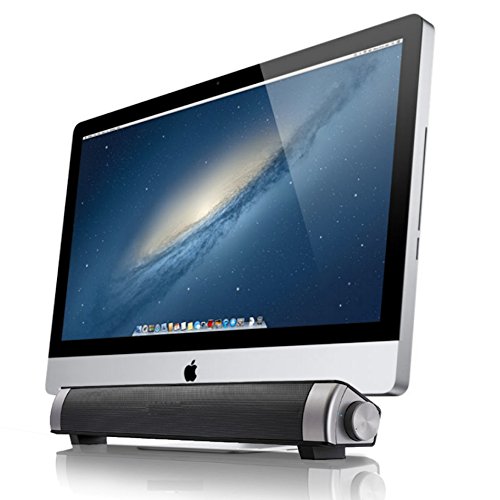 Powerful Portable Soundbar for iMac MacBook PC iPhone Bluetooth 3.0 +EDR, Speakerphone, Powerful 1800mAh Lithium Battery, Super Bass, 3D Stereo Surround Sound 2.0 Channel, Home Cinema System (Black)