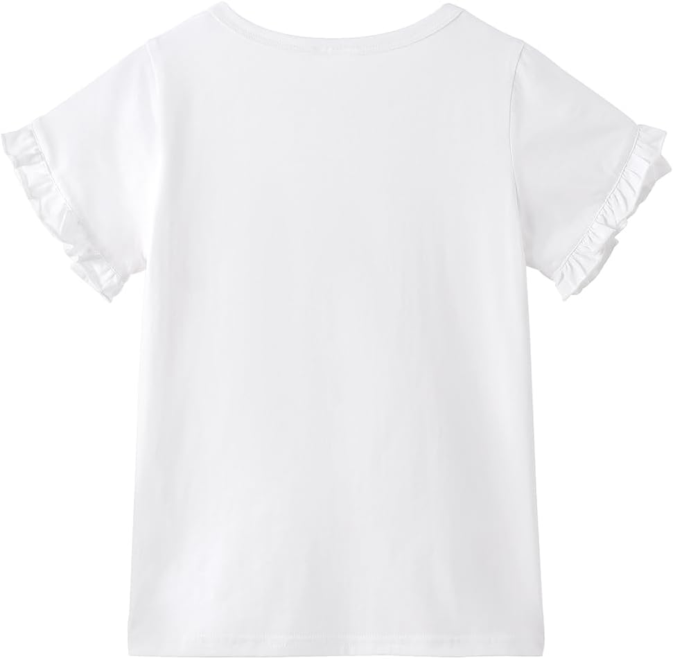 Noomelfish Girls Ruffle Short Sleeve T-Shirts Summer Casual Tee Tops Blouse (5-12 Years) - Image 3