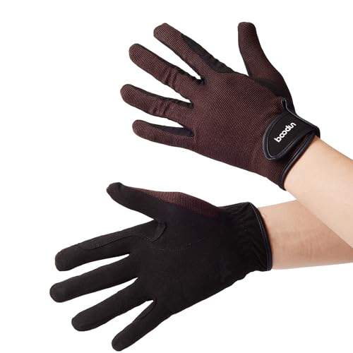 Foto von WDEC Reithandschuhe, Unisex Erwachsene, Reithandschuhe Atmungsaktiv, Touchscreen Handschuhe, für Radfahren, Reiten und Outdoor Aktivitäten, Professional (braun, M)