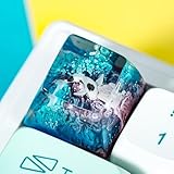 Koi Fish Artisan Keycap Blue Coral Reef R1 SA Profile Custom Keycaps 1U ESC Handmade Gaming Resin Key Cap Cherry MX Switch Compatible Mechanical Keyboard Koi Lover Gift