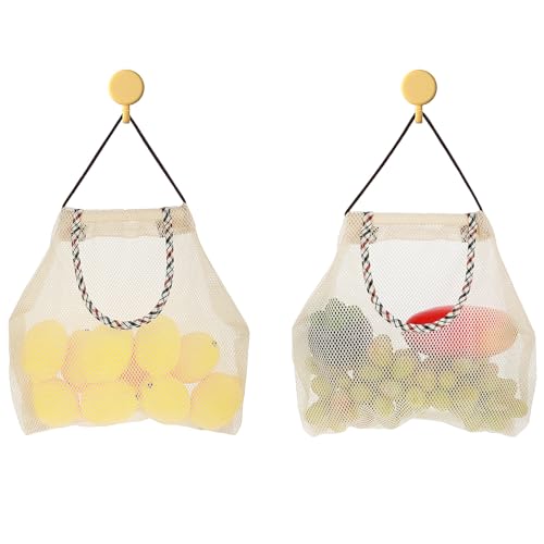 KALIONE 2 Packs Hanging Storage Mesh Bags Reusable Fruit and Vegetable Mesh Bags, Kitchen Tote Bags Vegetables Fruits Storage Net Bag Breathable Reusable Grocery Bags for Onions, Garlics, Potatoes