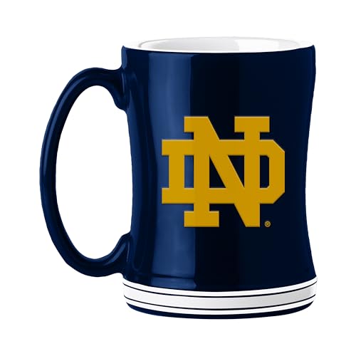 Logo Brands Notre Dame Fighting Irish 14oz Relief Mug- Officially Licensed Mug Sculpted 3D Logo and Team Colors Comfortable Handle and Glossy Finish for College Sports Fans